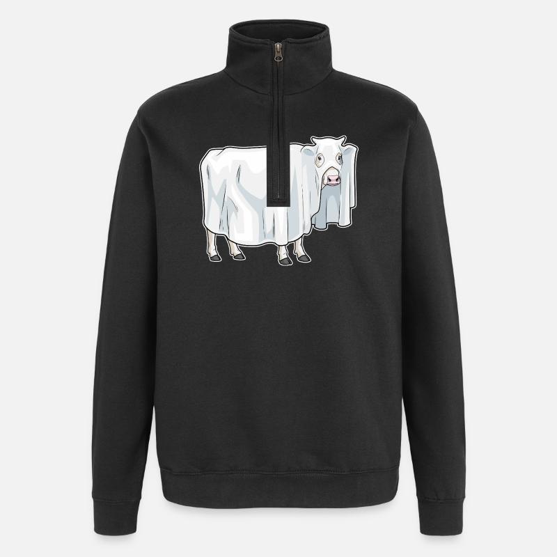 Cow Halloween Ghost - Quarter-Zip Sweatshirt - black