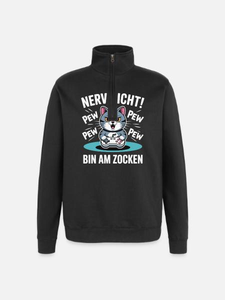 Courage Not I Gaming Cat Design - Sweat à zip 1/4 - noir