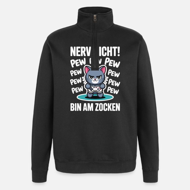Courage Not I Gaming Cat Design - Sweat à zip 1/4 - noir