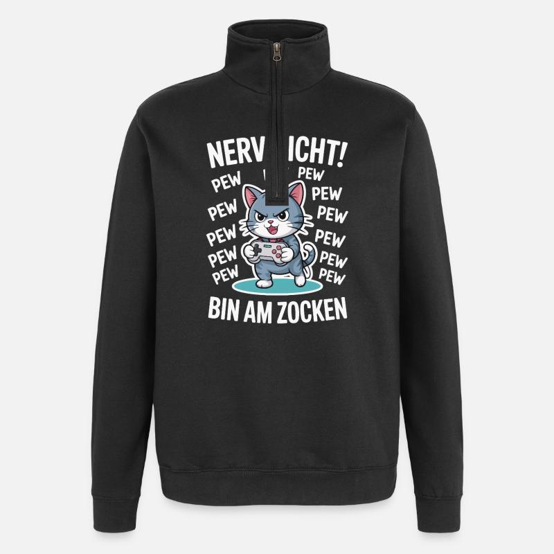 Courage Not I Gaming Cat Design - Sweat à zip 1/4 - noir