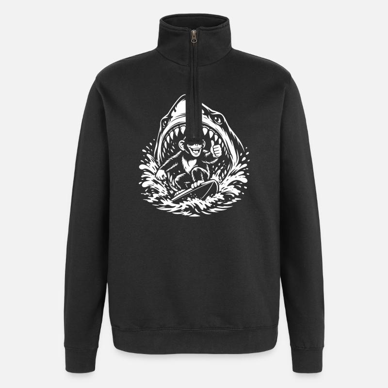 Surfaffe in Shark Wave - Quarter-Zip-Sweatshirt - Schwarz