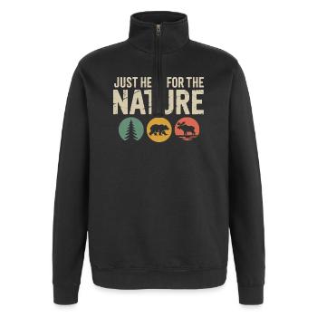 Nature Icons: Tree Bear Moose Silhouettes - Quarter-Zip Sweatshirt - black - Front - AI Model Female 172 light (172cm) & AI Model Male 178 dark (178cm)
