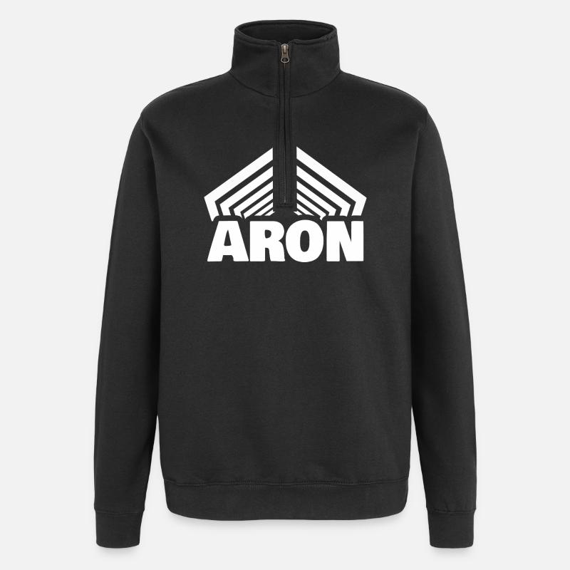 Vorname Aron - Quarter-Zip-Sweatshirt - Schwarz