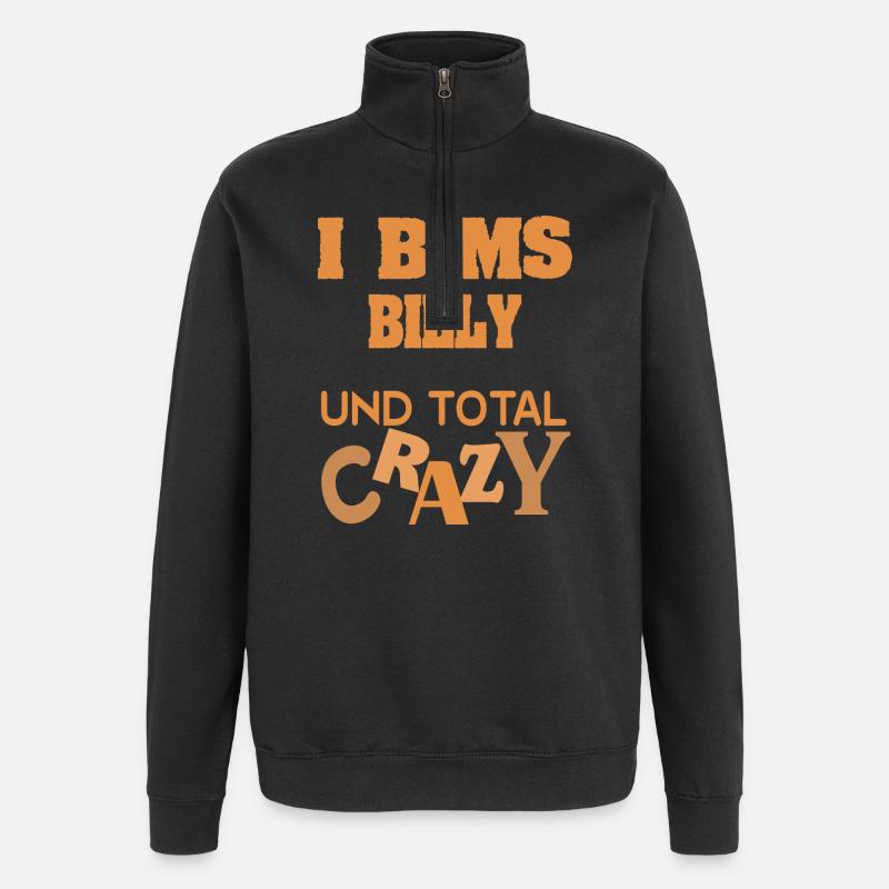 prénom Billy - Sweat à zip 1/4 - noir