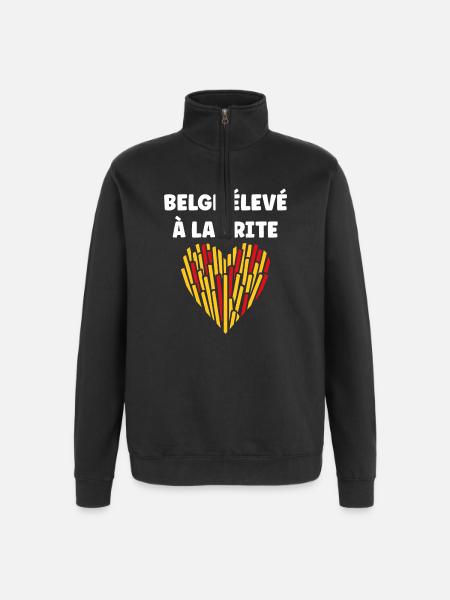 Belgian Lovers of French Fries Heart - Quarter-Zip Sweatshirt - black