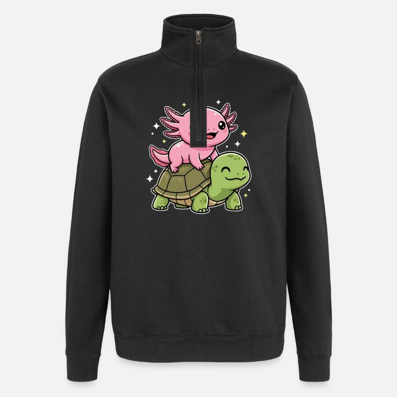 Axolotl and turtle - Quarter-Zip Sweatshirt - black