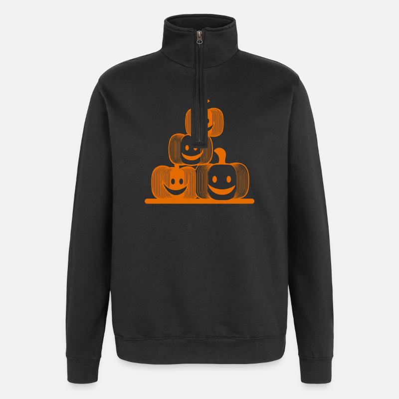 Four Laughing Pumpkins – Modern Halloween Icon - Quarter-Zip Sweatshirt - black