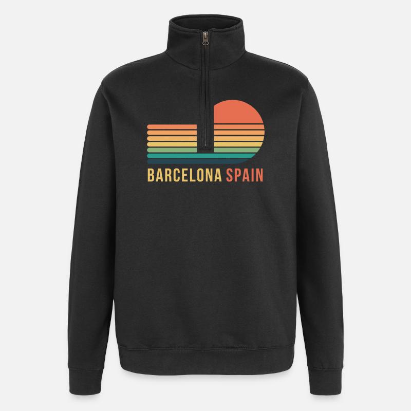 Barcelone - Sweat à zip 1/4 - noir