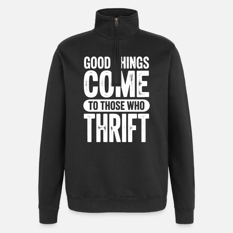Good Things Come Thrift Tee - Quarter-Zip Sweatshirt - black