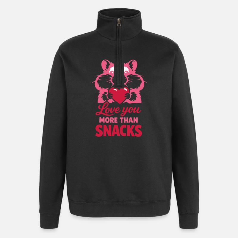 Liebe dich mehr als Snacks – Hamster - Quarter-Zip-Sweatshirt - Schwarz