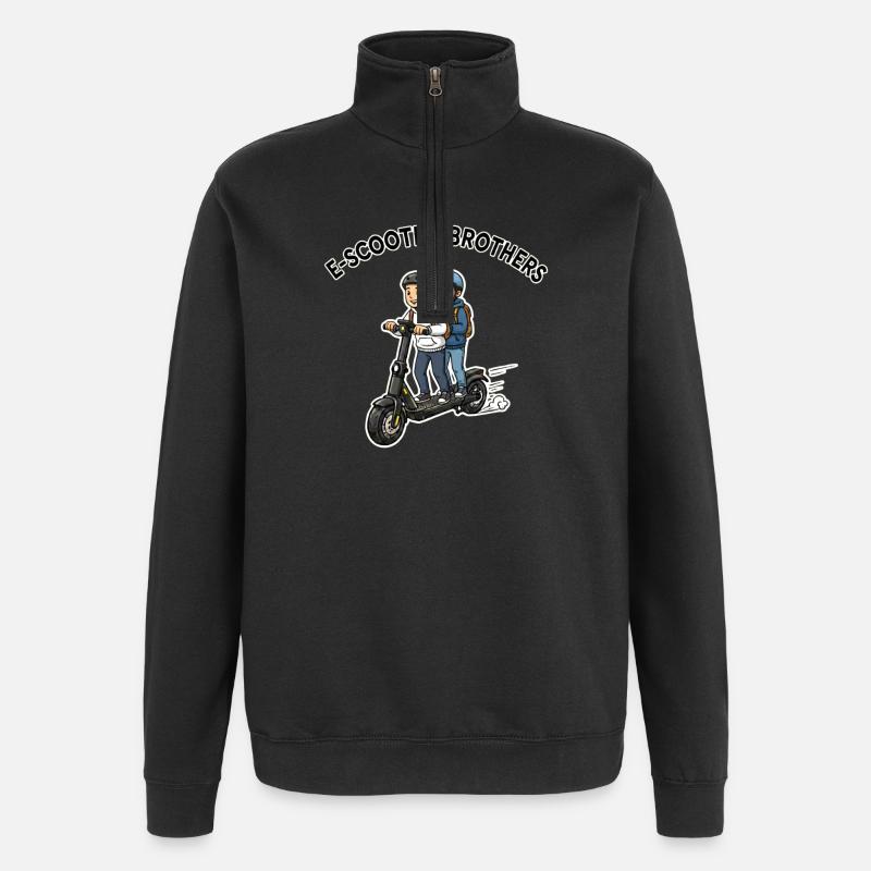 E-Scooter Brüder Duo - Quarter-Zip-Sweatshirt - Schwarz