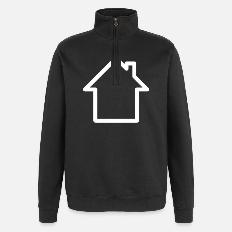 Logo : Maison avec cheminée - Sweat à zip 1/4 - noir