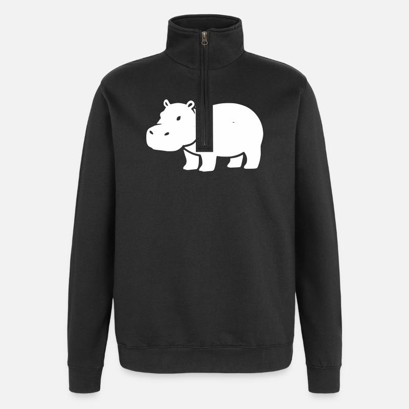 Nilpferd Silhouette Weiß - Quarter-Zip-Sweatshirt - Schwarz