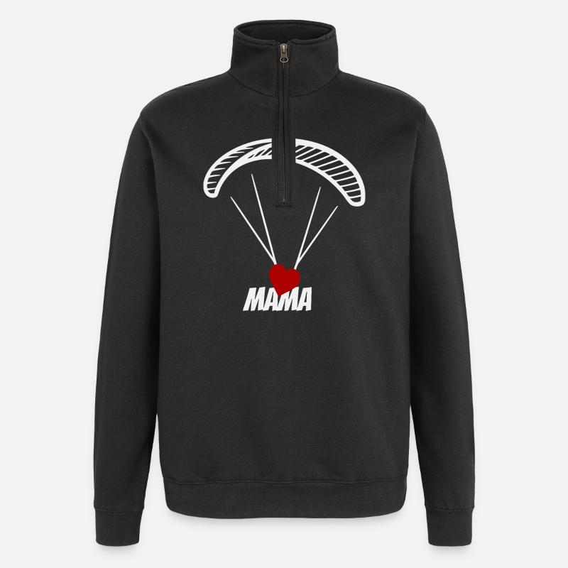 Paragliding mom with heart - Quarter-Zip Sweatshirt - black