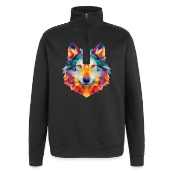 Wolf - Quarter-Zip-Sweatshirt - Schwarz - Vorne - AI Model Female 172 light (172cm) & AI Model Male 178 dark (178cm)