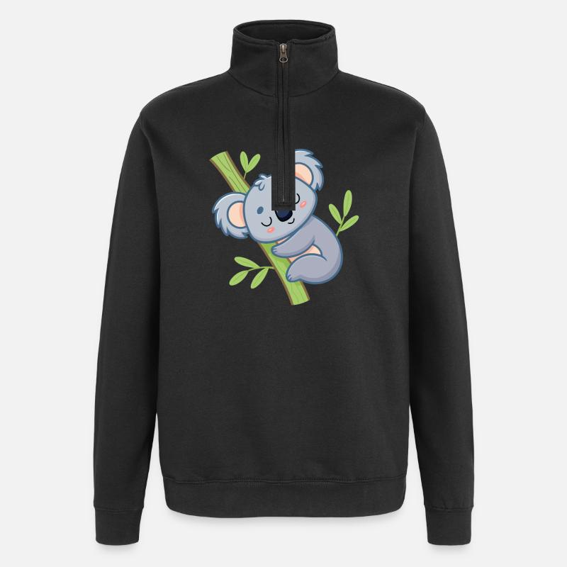 Weiche Ast-Schläfer-Koala - Quarter-Zip-Sweatshirt - Schwarz