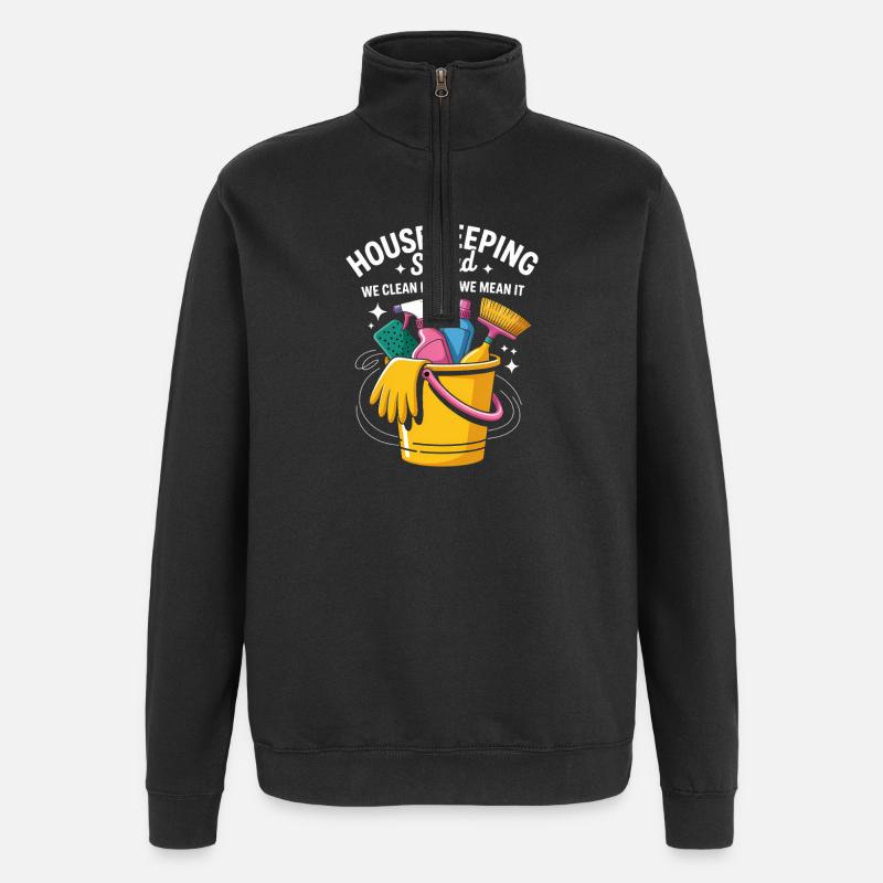 Conception de nettoyage amusante - Sweat à zip 1/4 - noir