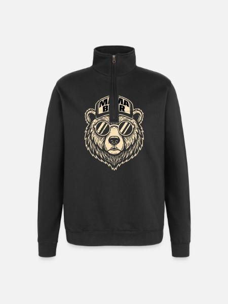 Mama Bear Logo with Sunglasses - Quarter-Zip Sweatshirt - black