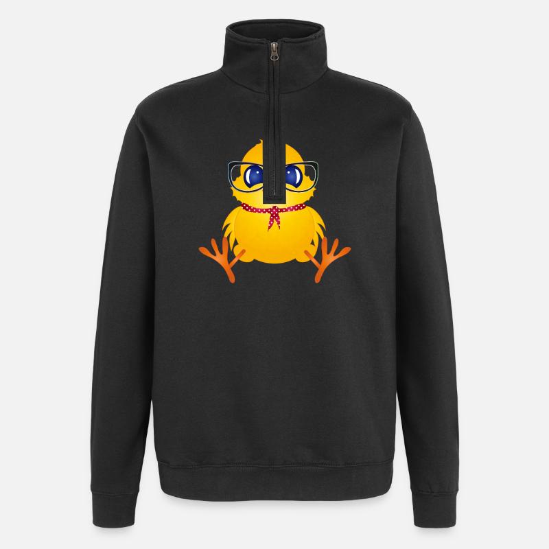 Cute chick with nerd glasses - Quarter-Zip Sweatshirt - black