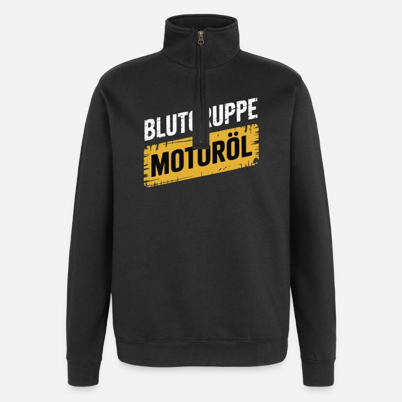 Blutgruppe Motoröl Schrauber Design - Quarter-Zip-Sweatshirt - Schwarz