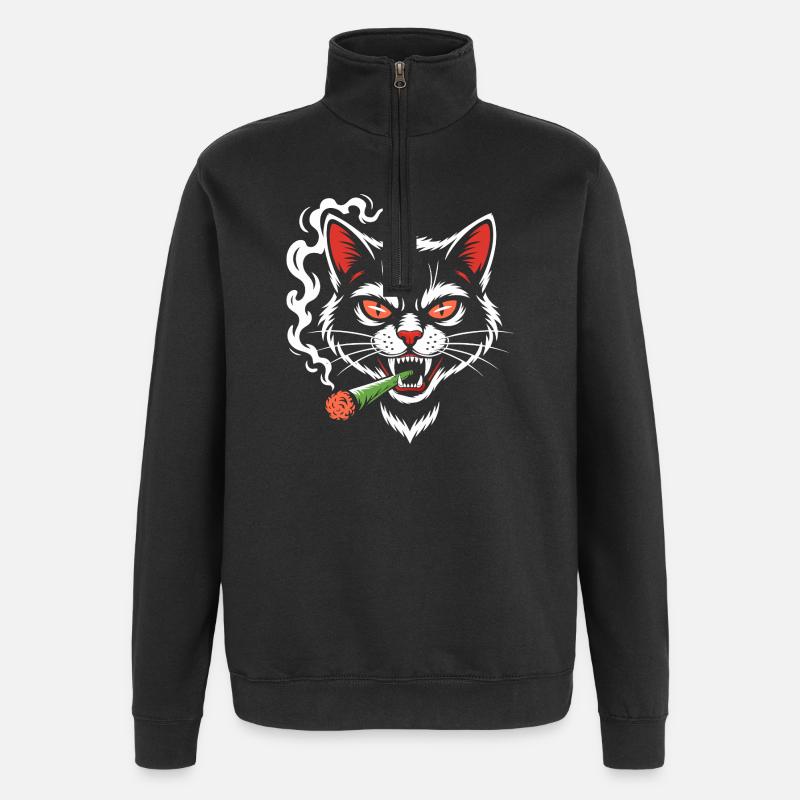 Chat en colère avec articulation - Sweat à zip 1/4 - noir