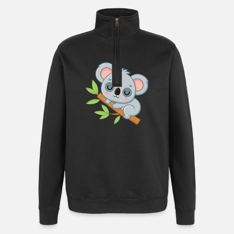 Bébé Koala sur une branche - Sweat à zip 1/4 - noir