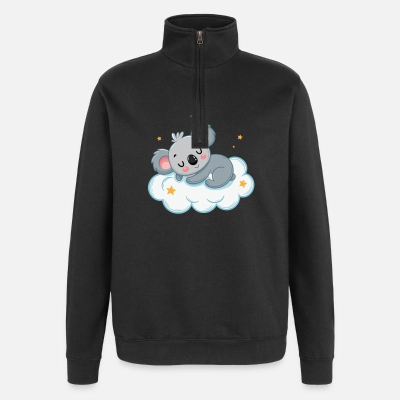 Dreamy Koala on Starry Cloud - Quarter-Zip Sweatshirt - black