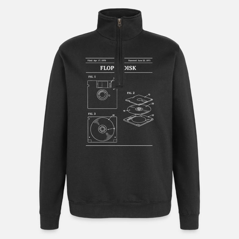 Modèle rétro de disquette - Sweat à zip 1/4 - noir