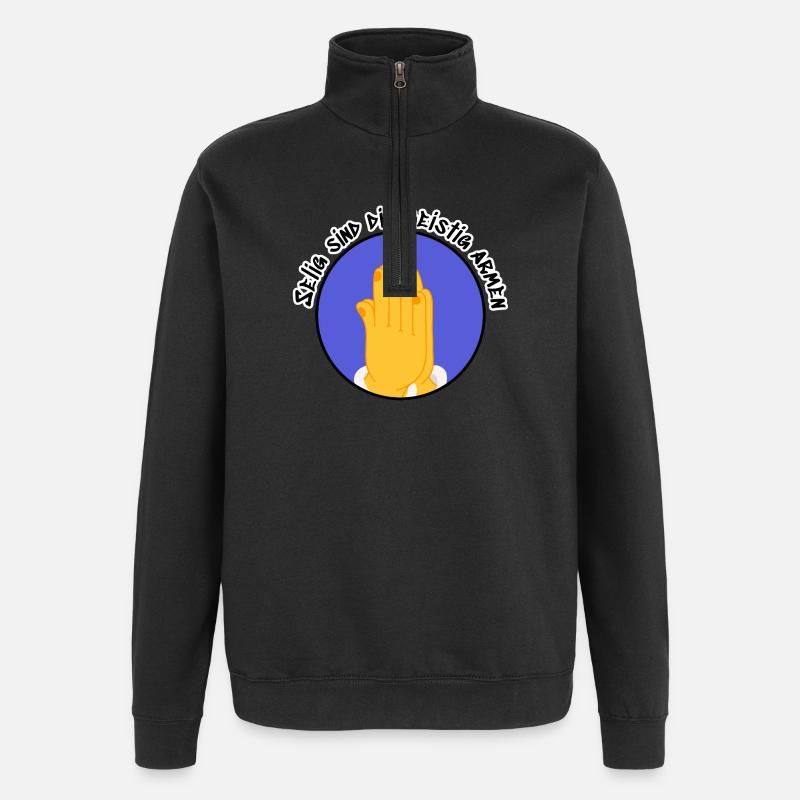 Gebetshände Kreis – Geistige Kraft - Quarter-Zip-Sweatshirt - Schwarz