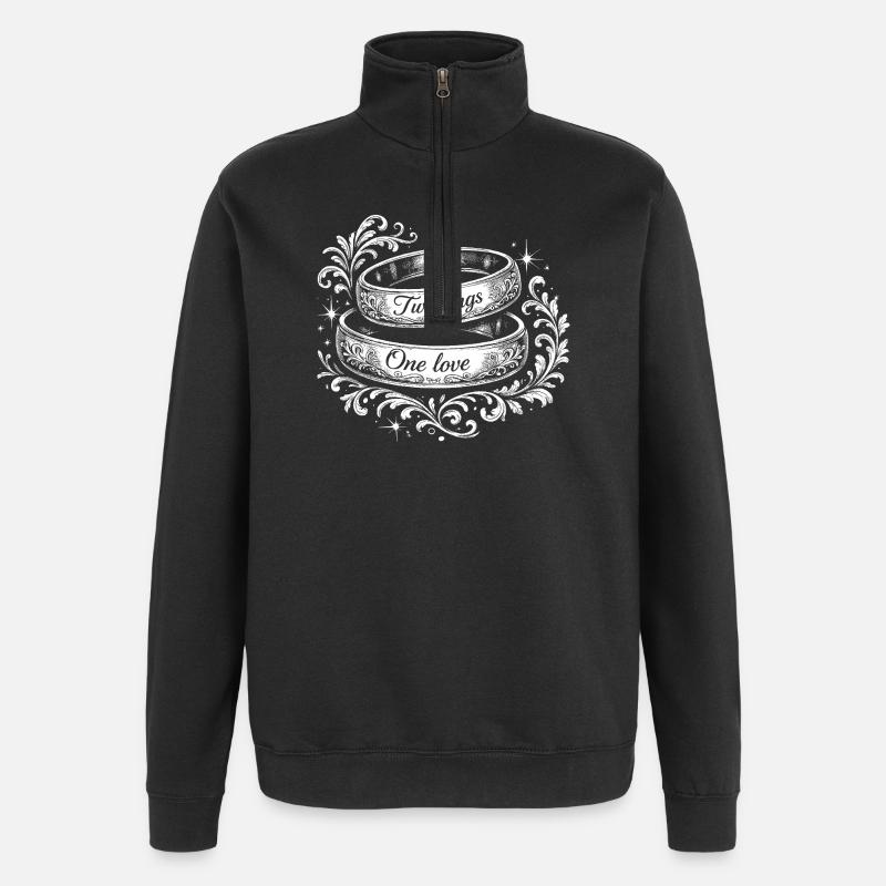 Zwei Ringe Eine Liebe - Quarter-Zip-Sweatshirt - Schwarz