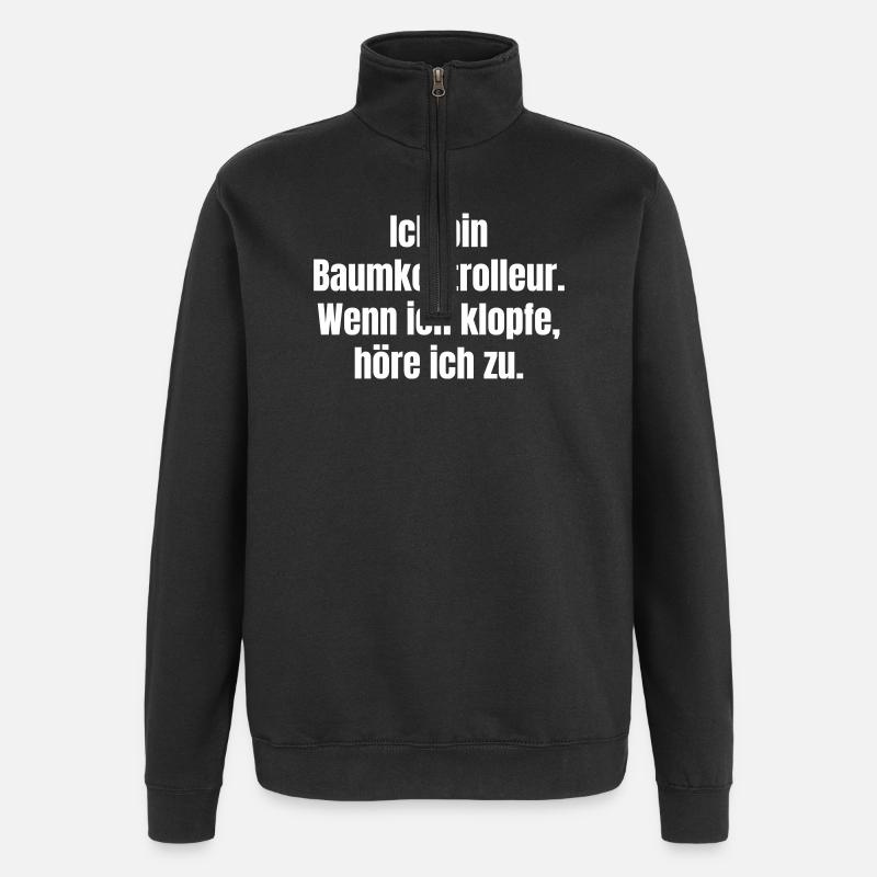 Tree Inspector Slogan Shirt - Quarter-Zip Sweatshirt - black