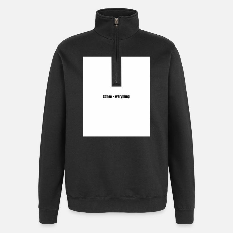Le café avant tout - Sweat à zip 1/4 - noir
