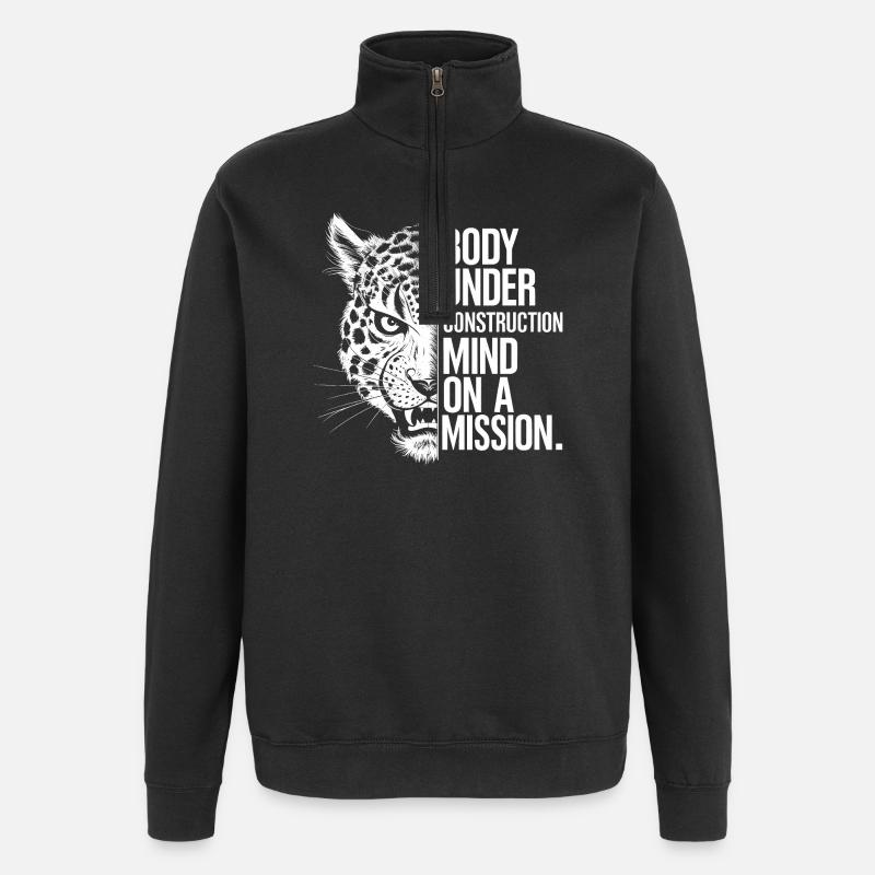 Body Under Construction Gym Quote - Quarter-Zip Sweatshirt - black