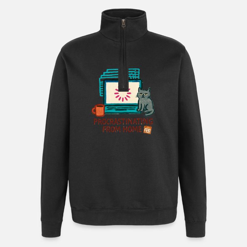 Telearbeit – Telearbeit – Voll-Fernarbeit - Quarter-Zip-Sweatshirt - Schwarz