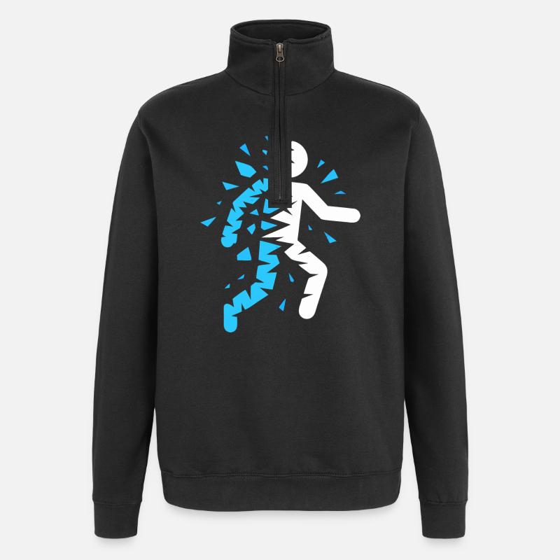 Blue exploded silhouette - Quarter-Zip Sweatshirt - black