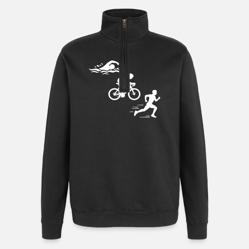 Triathlon Silhouette Triathlet - Quarter-Zip-Sweatshirt - Schwarz