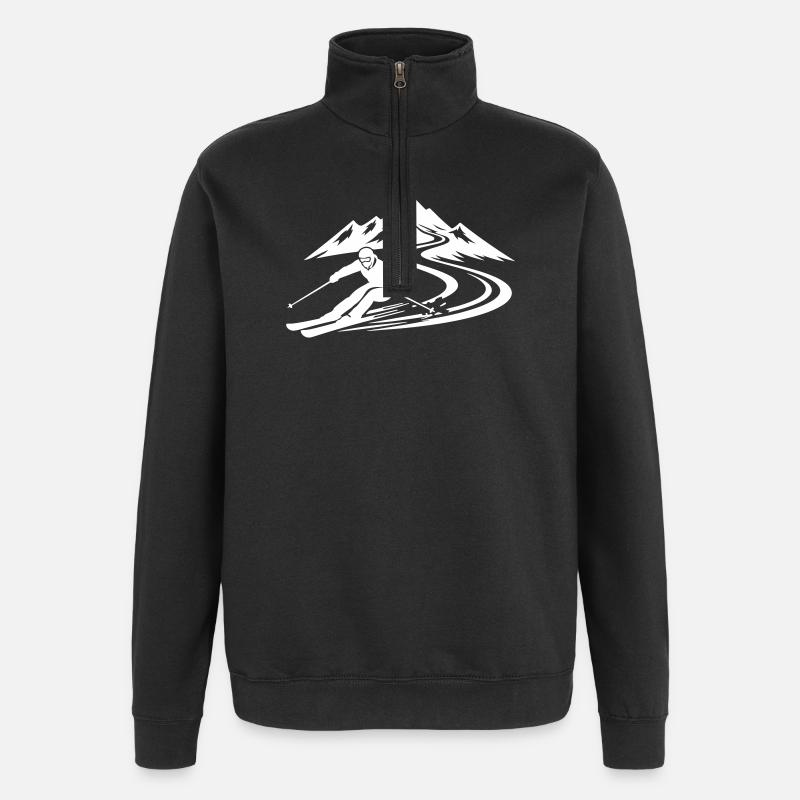 Ski Berge Piste - Quarter-Zip-Sweatshirt - Schwarz