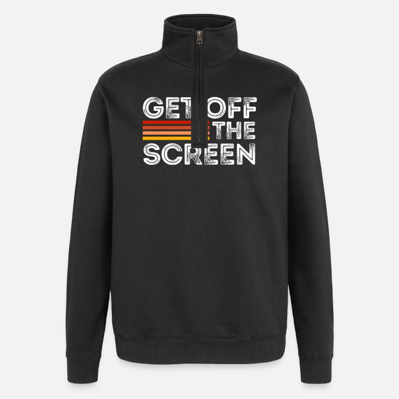 Runter vom Bildschirm - Quarter-Zip-Sweatshirt - Schwarz