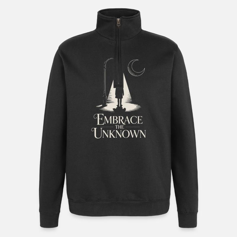 Moonlit Path: Embrace the Unknown - Quarter-Zip Sweatshirt - black