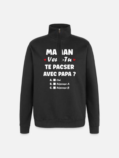 Mor, vil du indgå i et registreret partnerskab med far? - Sweatshirt med 1/4 lynlås - sort