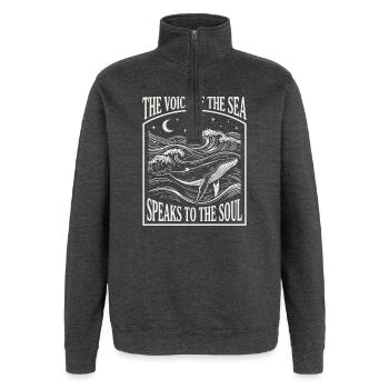 Ästhetischer Wal für Meeresleben – Ozeankunst - Quarter-Zip-Sweatshirt - Anthrazit - Vorne - AI Model Female 172 light (172cm) & AI Model Male 178 dark (178cm)