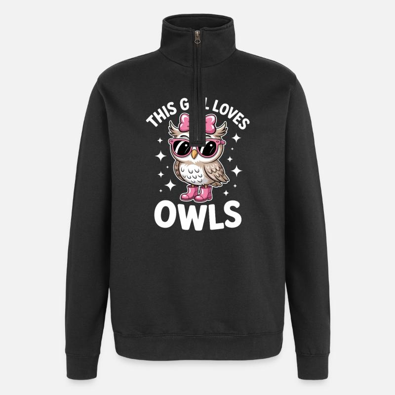 Eule Sprüche Eulen Lustiges Eulen Geschenk - Quarter-Zip-Sweatshirt - Schwarz