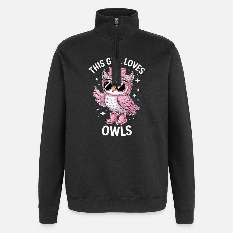 Eule Sprüche Eulen Lustiges Eulen Geschenk - Quarter-Zip-Sweatshirt - Schwarz