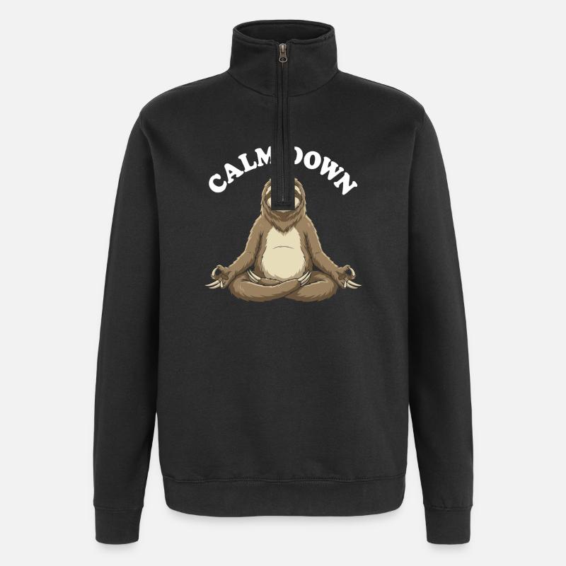 Silent Sloth Meditation Moment - Quarter-Zip Sweatshirt - black