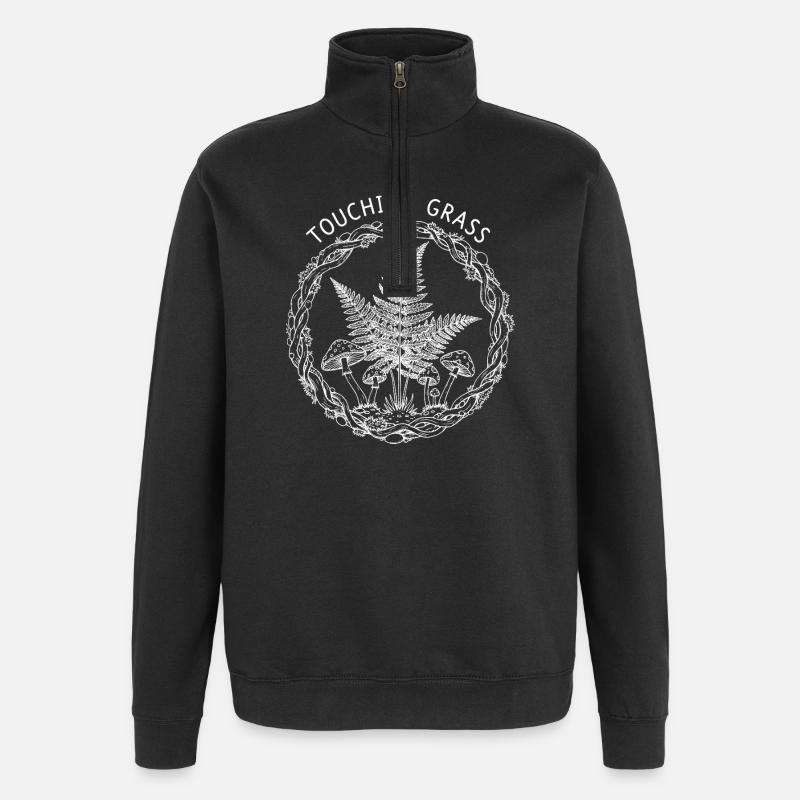 Touching Grass Natural Mushrooms - Quarter-Zip Sweatshirt - black