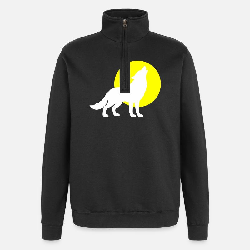 Wolf Silhouette - Quarter-Zip Sweatshirt - black