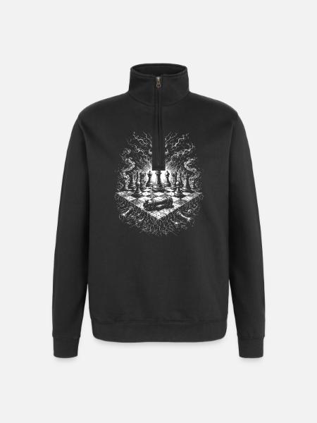Chess Skull Gothic Board Scene - Quarter-Zip Sweatshirt - black
