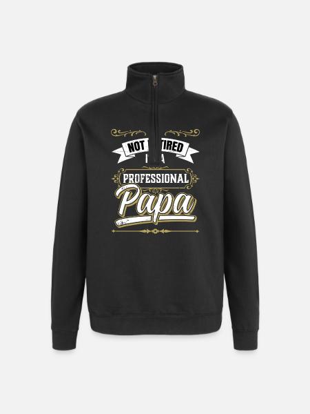 Not retired, professional dad - Quarter-Zip Sweatshirt - black