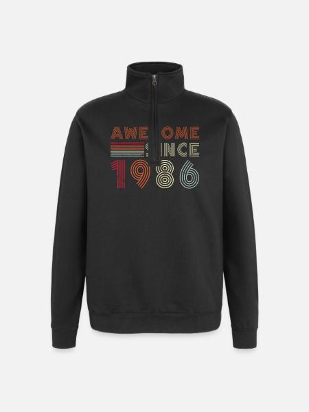 Retro Neon Seit 1986 - Quarter-Zip-Sweatshirt - Schwarz