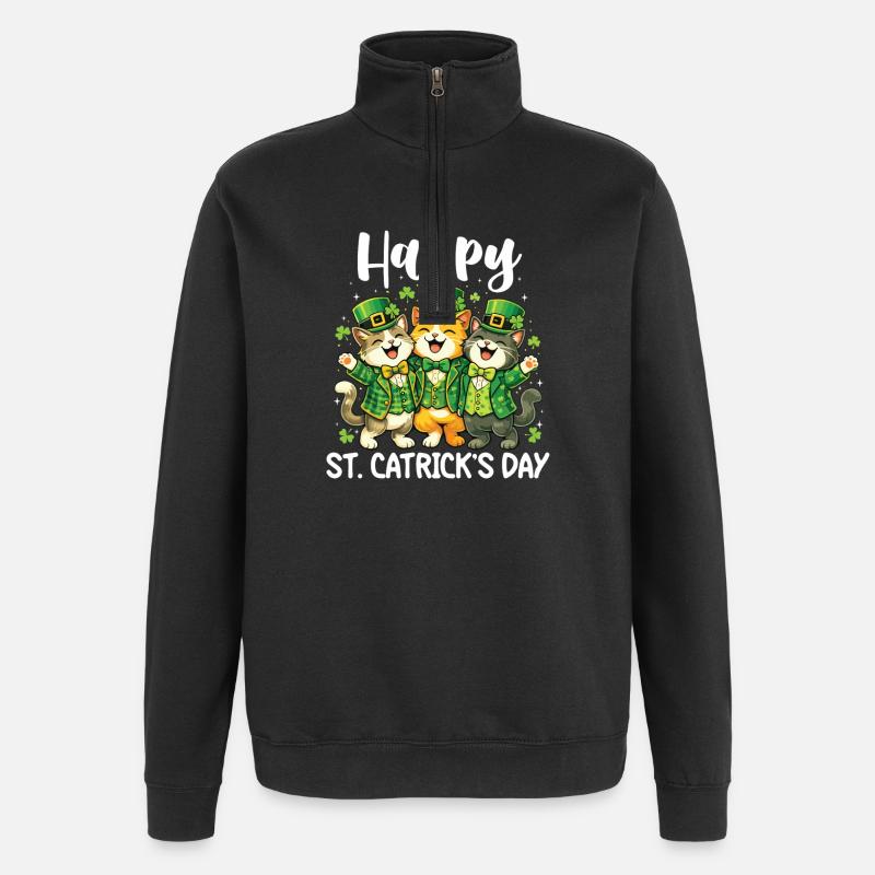 Joyeuse Saint-Patrick Irlandais - Saint-Patrick - Sweat à zip 1/4 - noir